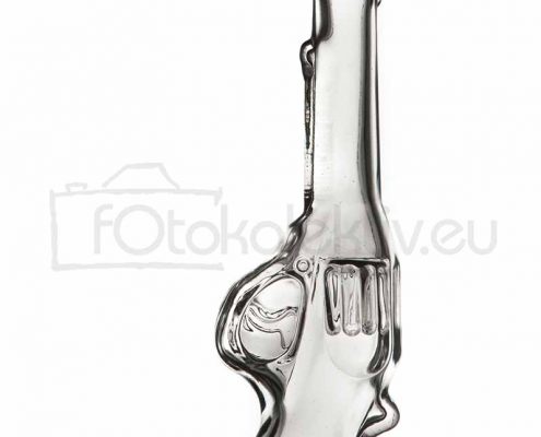 Staklena ukrasna boca - pištolj, kataloška fotografija, fotografiranje proizvoda